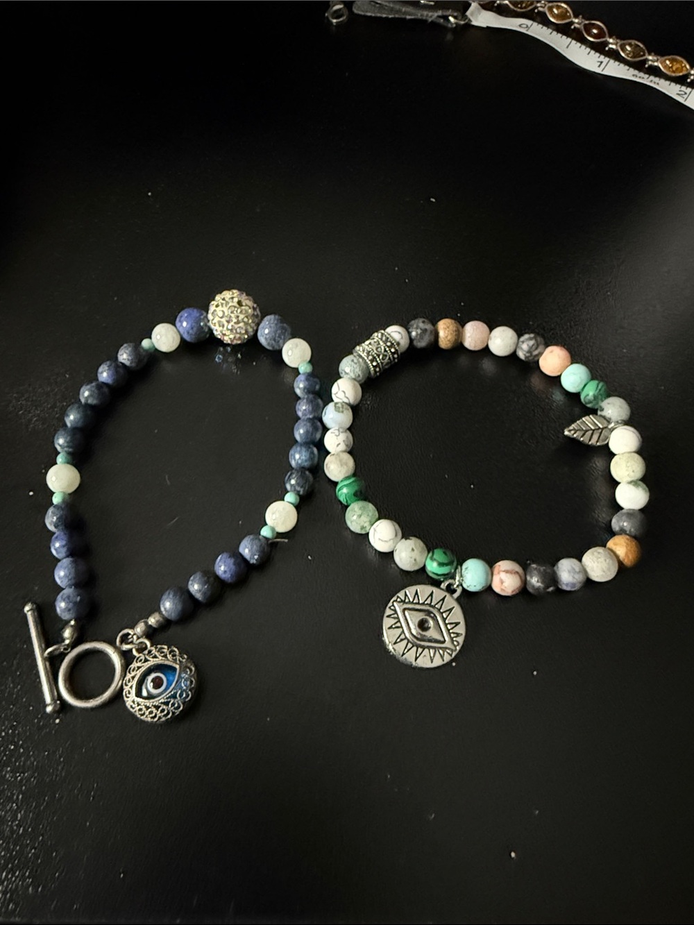 Set of 2 Multicolor Genuine Stone Bracelets